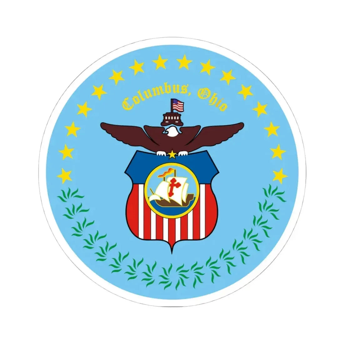 Seal of Columbus Ohio - STICKER Vinyl Kiss-Cut Decal 4 Inch White - The Sticker Space
