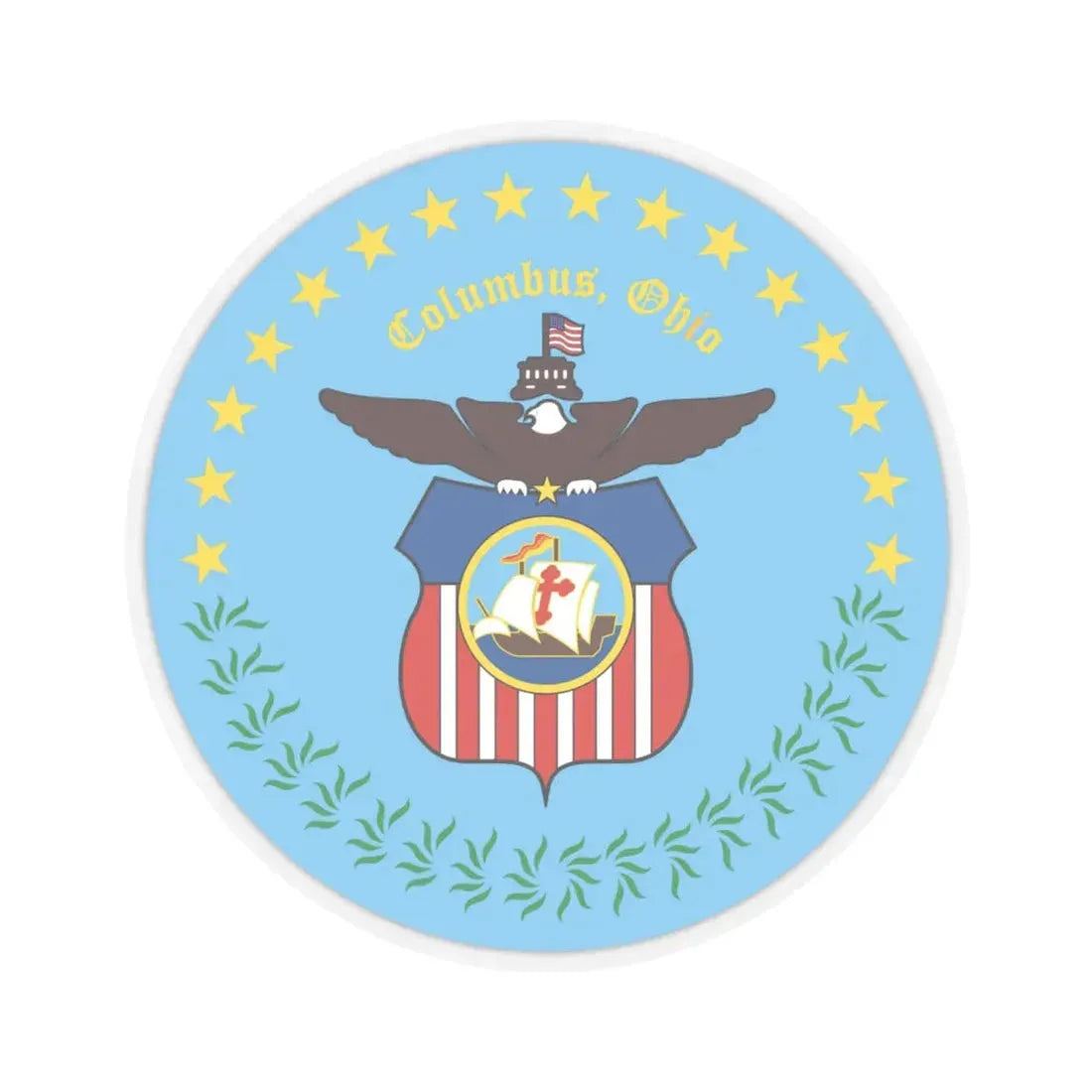 Seal of Columbus Ohio - STICKER Vinyl Kiss-Cut Decal 6 Inch Transparent - The Sticker Space