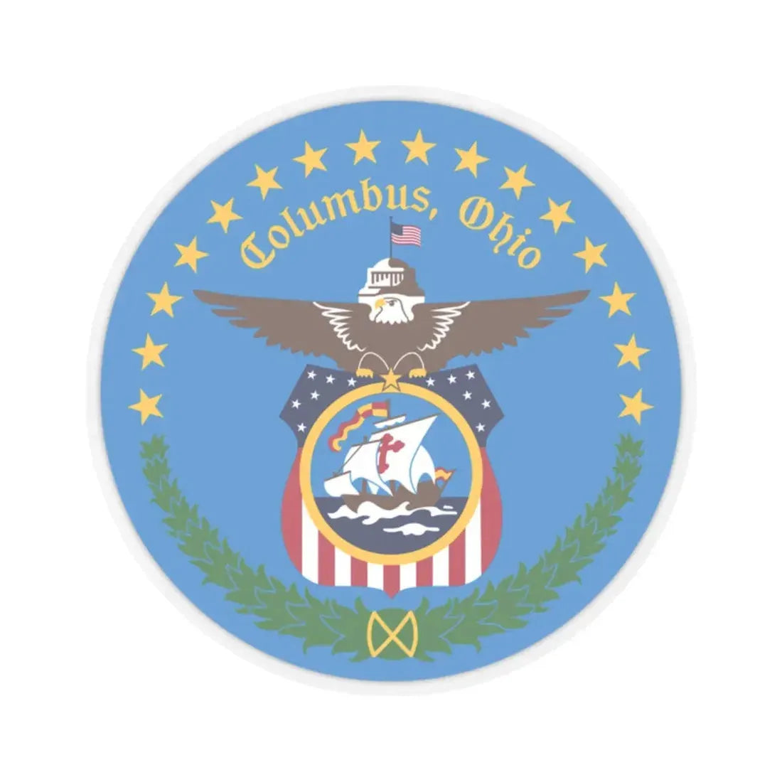 Seal of Columbus Ohio (United States) STICKER Vinyl Kiss-Cut Decal 2 Inch Transparent - The Sticker Space