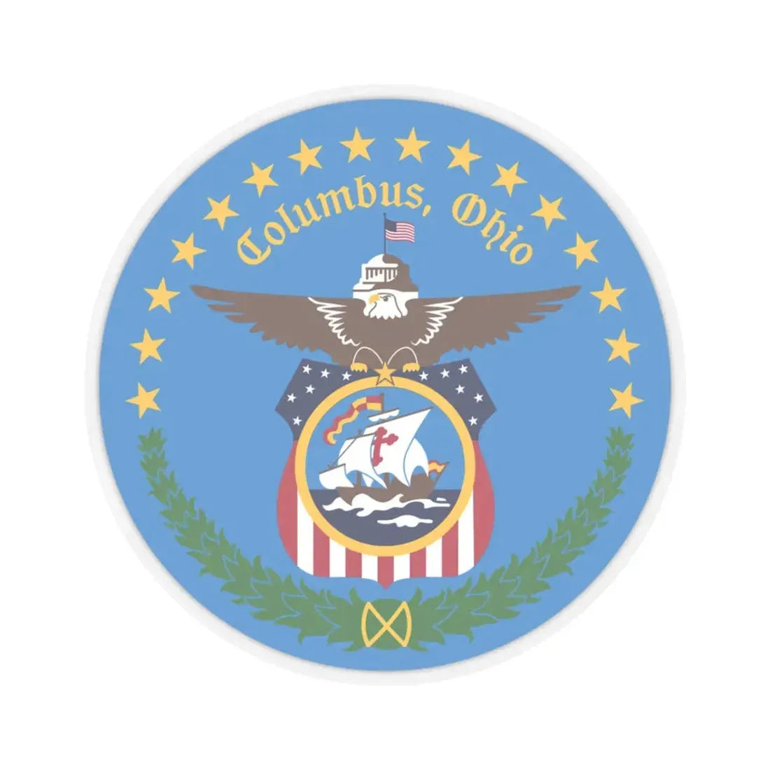Seal of Columbus Ohio (United States) STICKER Vinyl Kiss-Cut Decal 3 Inch Transparent - The Sticker Space