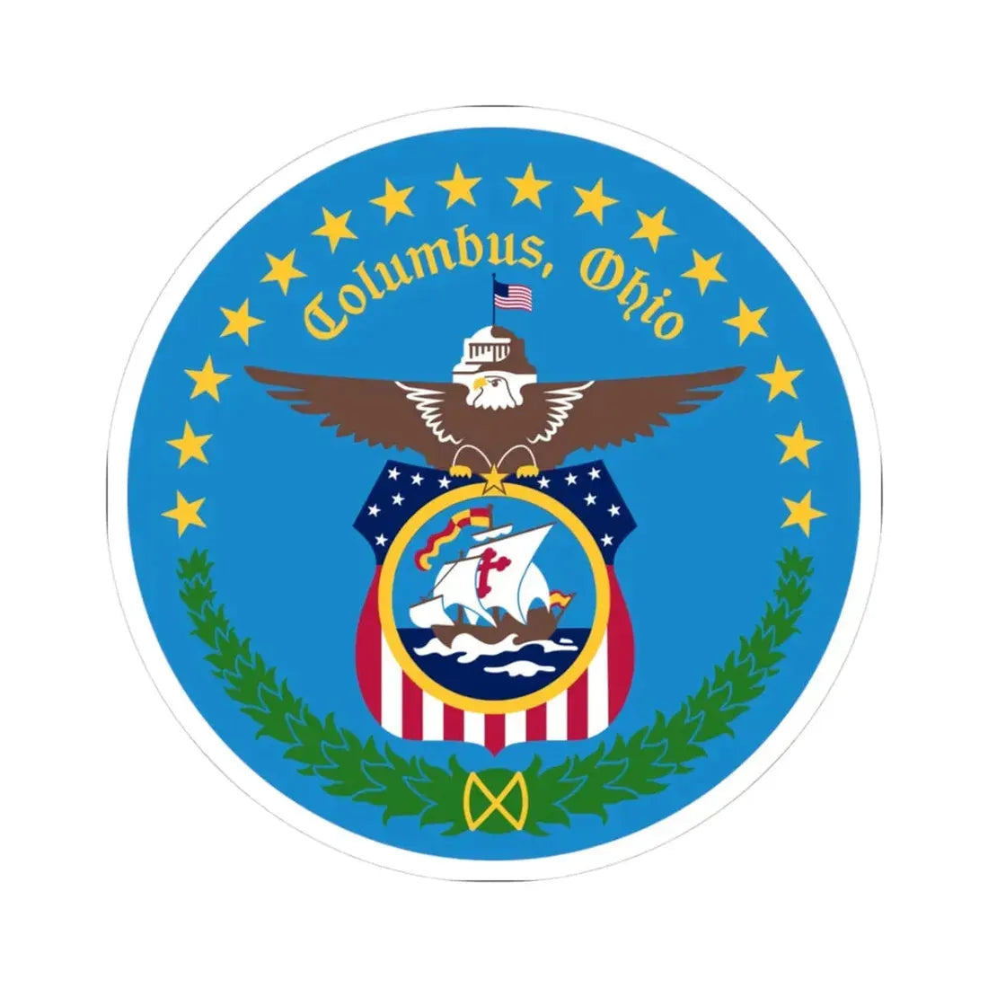 Seal of Columbus Ohio (United States) STICKER Vinyl Kiss-Cut Decal 3 Inch White - The Sticker Space
