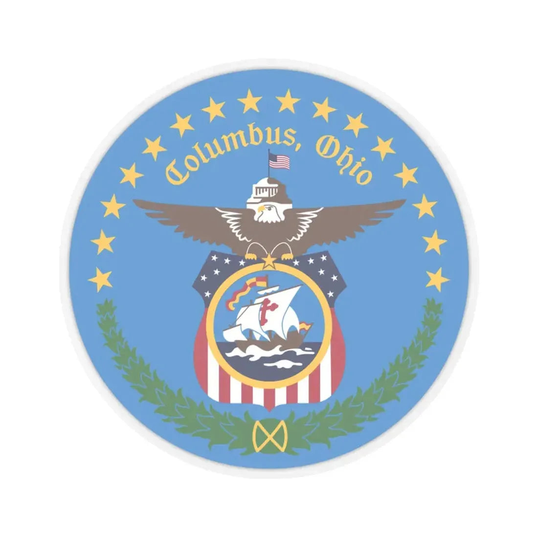 Seal of Columbus Ohio (United States) STICKER Vinyl Kiss-Cut Decal 4 Inch Transparent - The Sticker Space