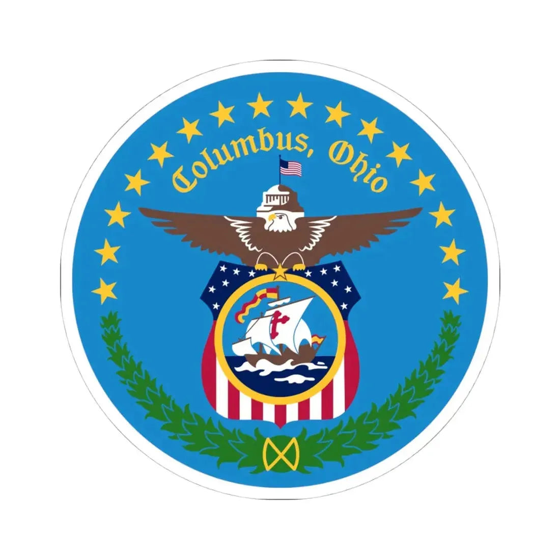 Seal of Columbus Ohio (United States) STICKER Vinyl Kiss-Cut Decal 4 Inch White - The Sticker Space
