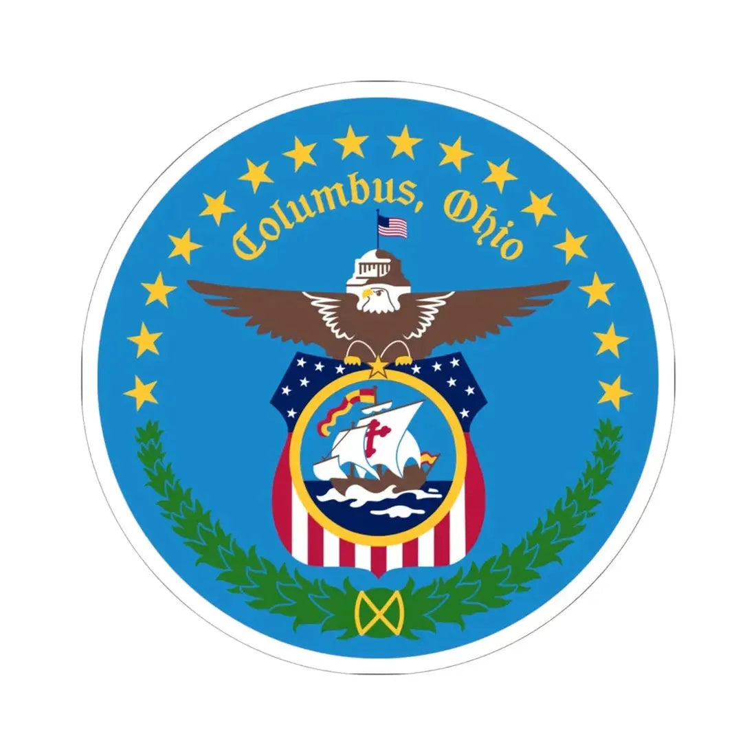 Seal of Columbus Ohio (United States) STICKER Vinyl Kiss-Cut Decal 6 Inch White - The Sticker Space