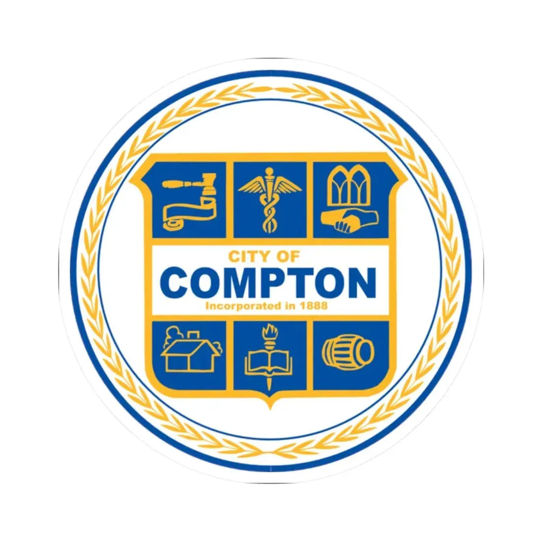Seal of Compton California (United States) STICKER Vinyl Kiss-Cut Decal 2 Inch White - The Sticker Space