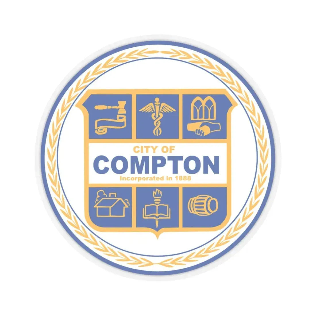 Seal of Compton California (United States) STICKER Vinyl Kiss-Cut Decal 3 Inch Transparent - The Sticker Space