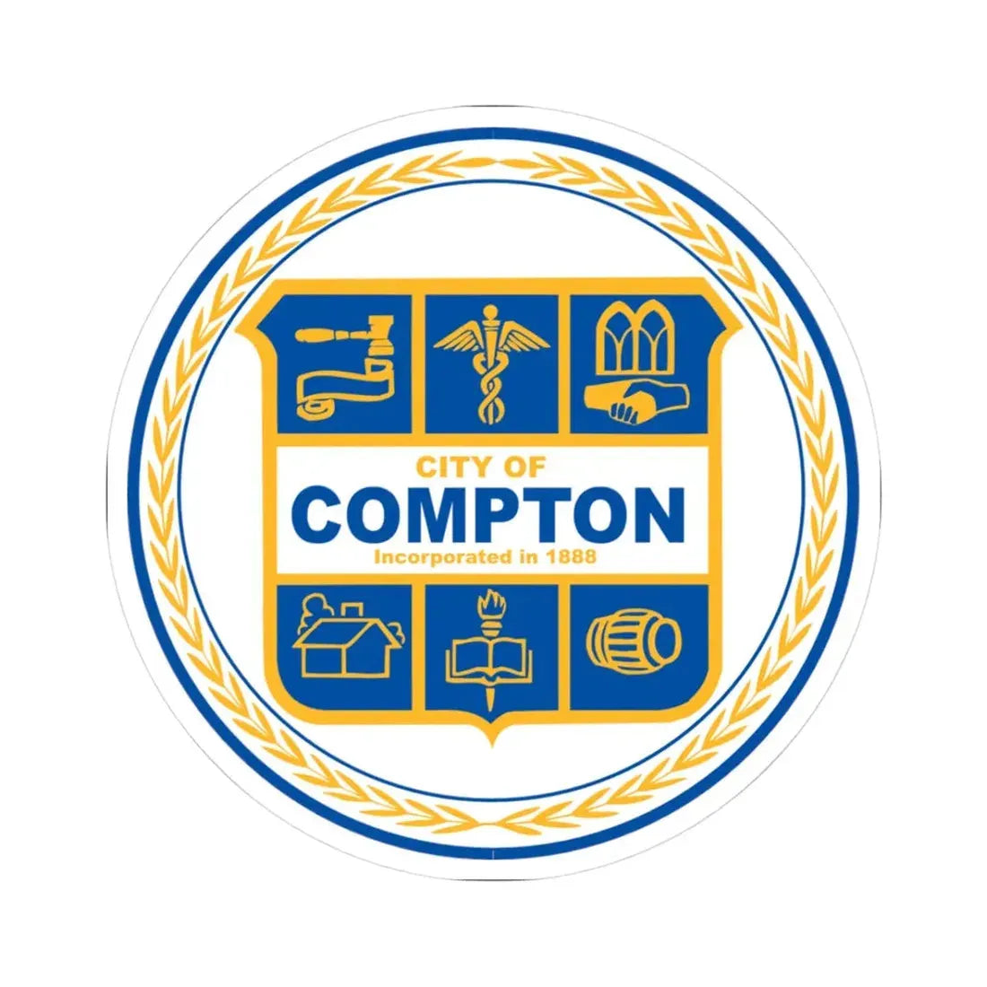 Seal of Compton California (United States) STICKER Vinyl Kiss-Cut Decal 3 Inch White - The Sticker Space