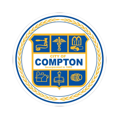 Seal of Compton California (United States) STICKER Vinyl Kiss-Cut Decal 3 Inch White - The Sticker Space