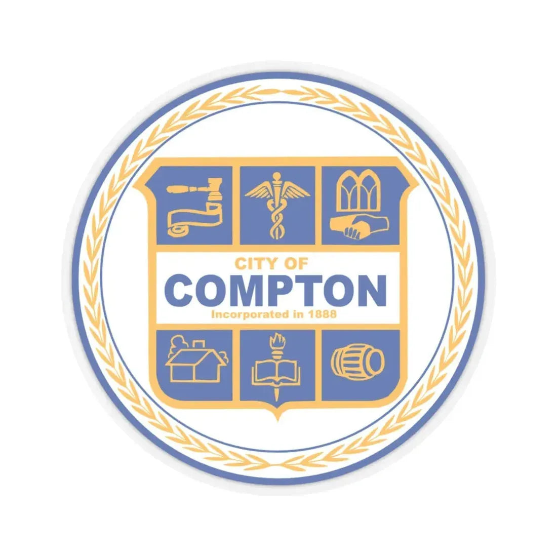 Seal of Compton California (United States) STICKER Vinyl Kiss-Cut Decal 4 Inch Transparent - The Sticker Space
