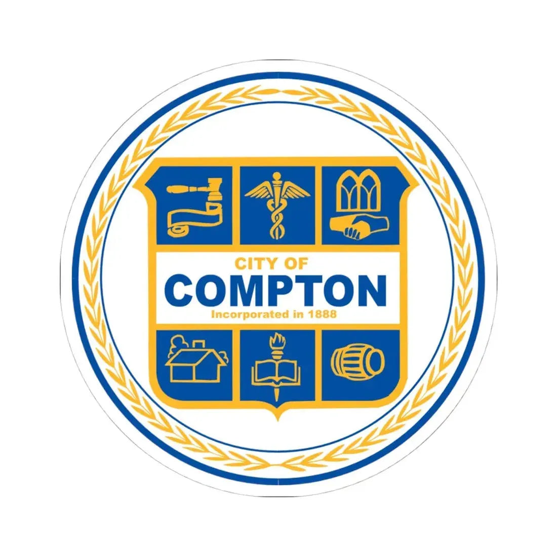 Seal of Compton California (United States) STICKER Vinyl Kiss-Cut Decal 4 Inch White - The Sticker Space