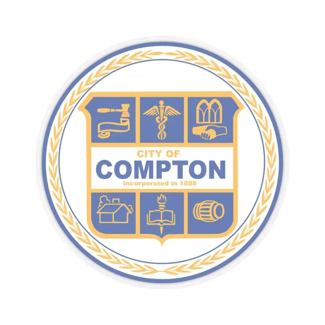 Seal of Compton California (United States) STICKER Vinyl Kiss-Cut Decal 6 Inch Transparent - The Sticker Space