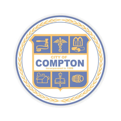 Seal of Compton California (United States) STICKER Vinyl Kiss-Cut Decal 6 Inch Transparent - The Sticker Space
