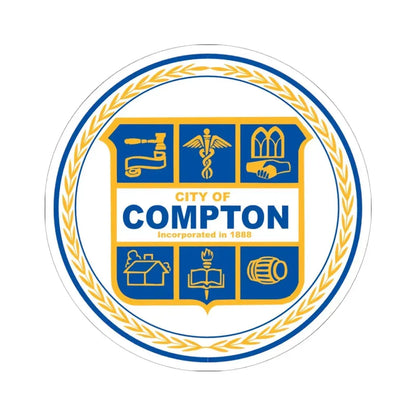 Seal of Compton California (United States) STICKER Vinyl Kiss-Cut Decal 6 Inch White - The Sticker Space