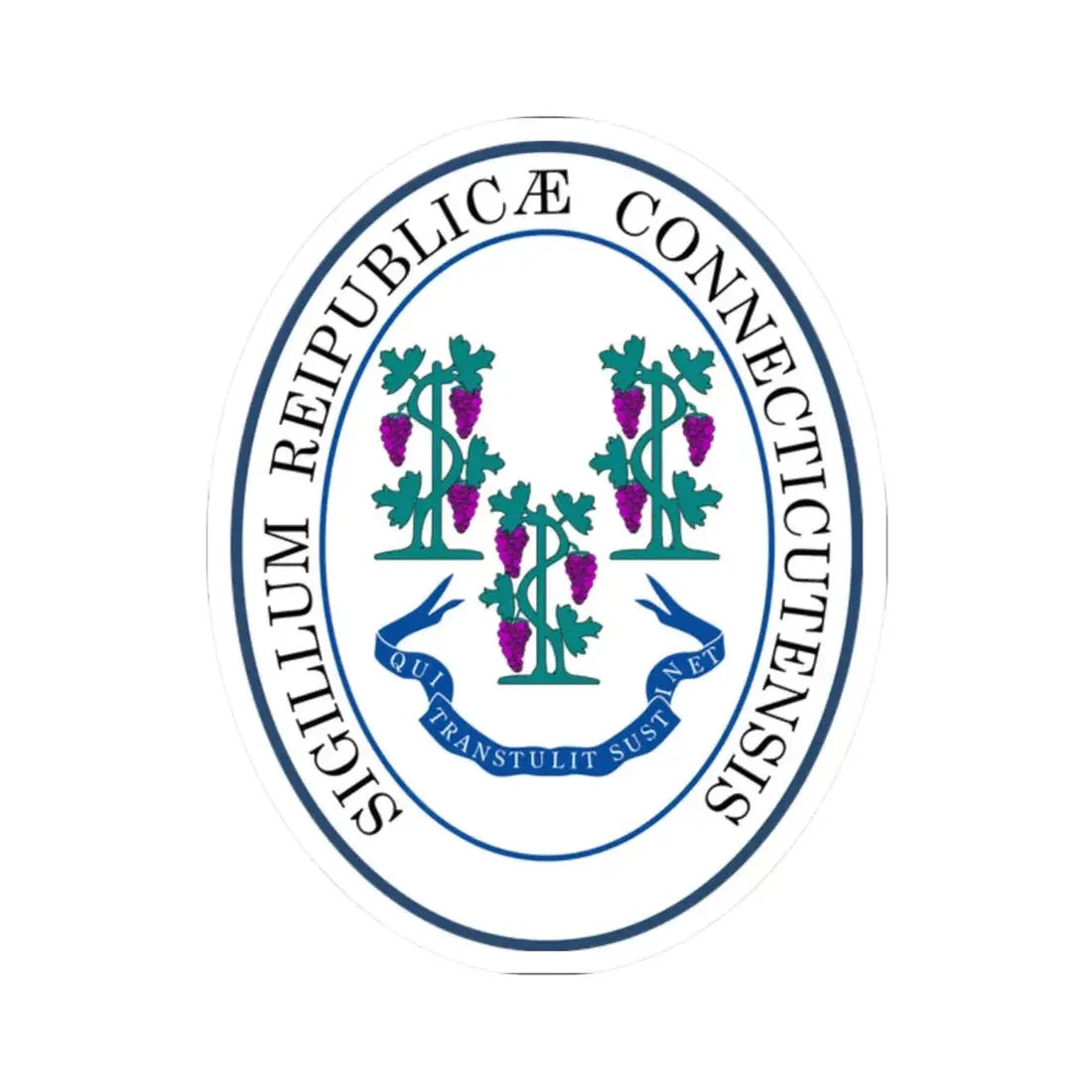 Seal of Connecticut (United States) STICKER Vinyl Kiss-Cut Decal 2 Inch White - The Sticker Space