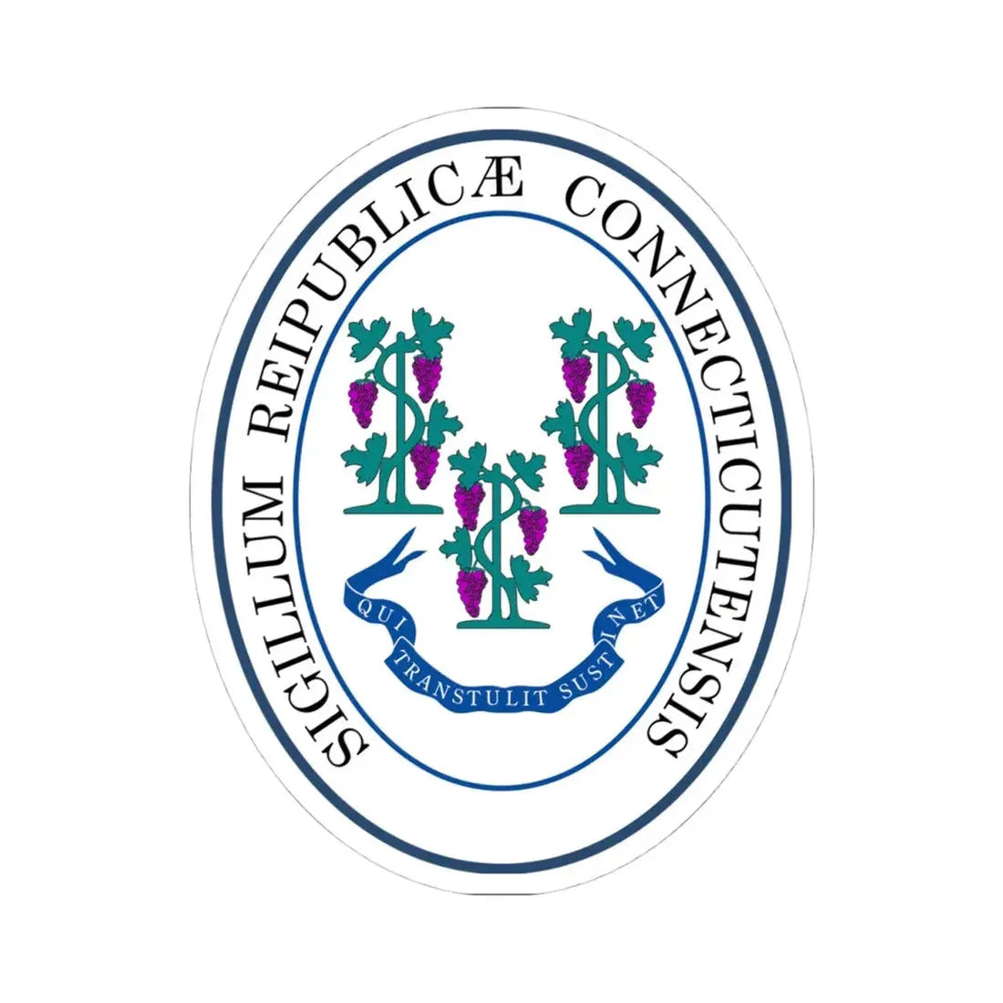 Seal of Connecticut (United States) STICKER Vinyl Kiss-Cut Decal 4 Inch White - The Sticker Space