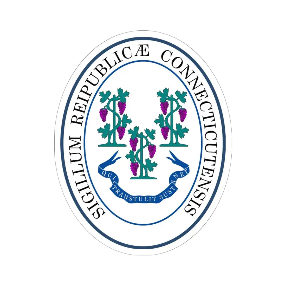 Seal of Connecticut (United States) STICKER Vinyl Kiss-Cut Decal 6 Inch White - The Sticker Space