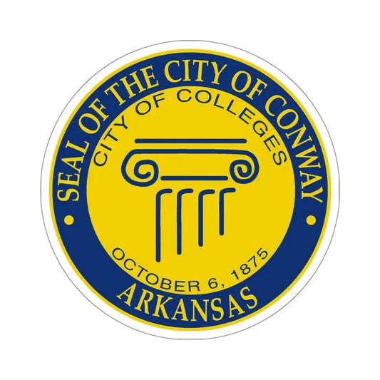 Seal of Conway Arkansas STICKER Vinyl Die-Cut Decal 6 Inch - The Sticker Space