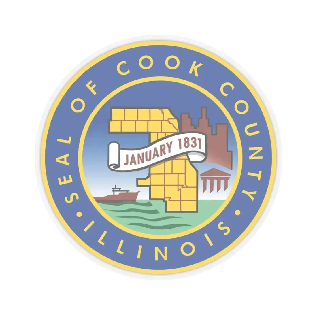 Seal of Cook County Illinois (United States) STICKER Vinyl Kiss-Cut Decal 6 Inch Transparent - The Sticker Space