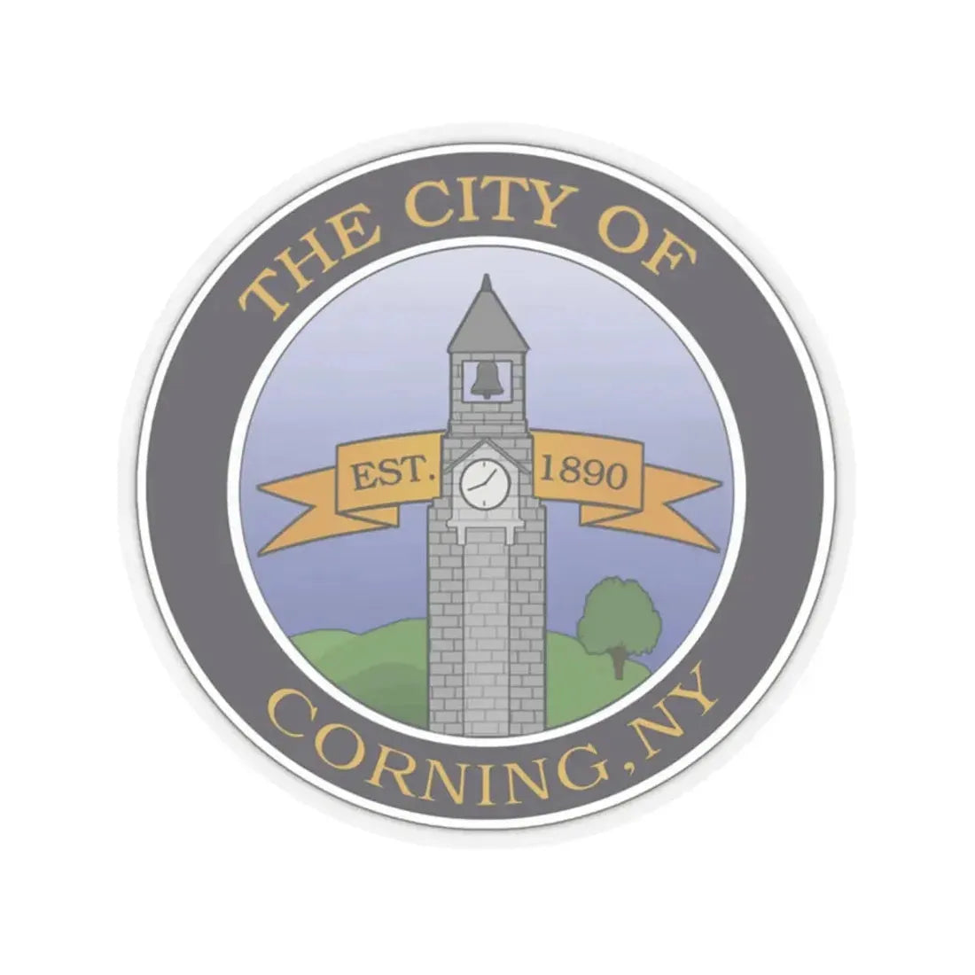 Seal of Corning NY - STICKER Vinyl Kiss-Cut Decal 2 Inch Transparent - The Sticker Space