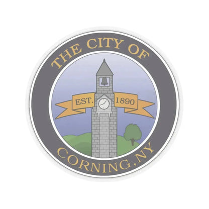 Seal of Corning NY - STICKER Vinyl Kiss-Cut Decal 2 Inch Transparent - The Sticker Space