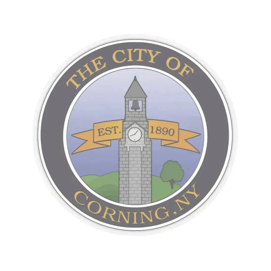 Seal of Corning NY - STICKER Vinyl Kiss-Cut Decal 3 Inch Transparent - The Sticker Space