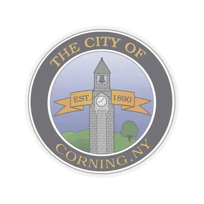 Seal of Corning NY - STICKER Vinyl Kiss-Cut Decal 3 Inch Transparent - The Sticker Space