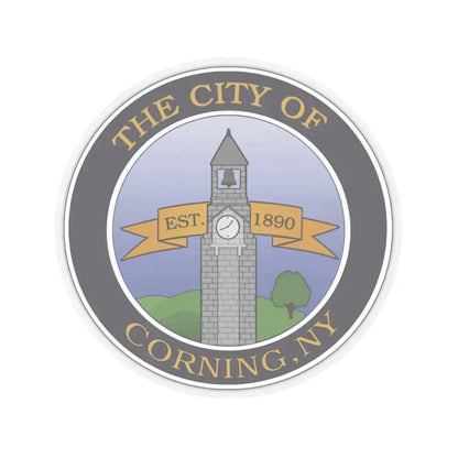 Seal of Corning NY - STICKER Vinyl Kiss-Cut Decal 4 Inch Transparent - The Sticker Space