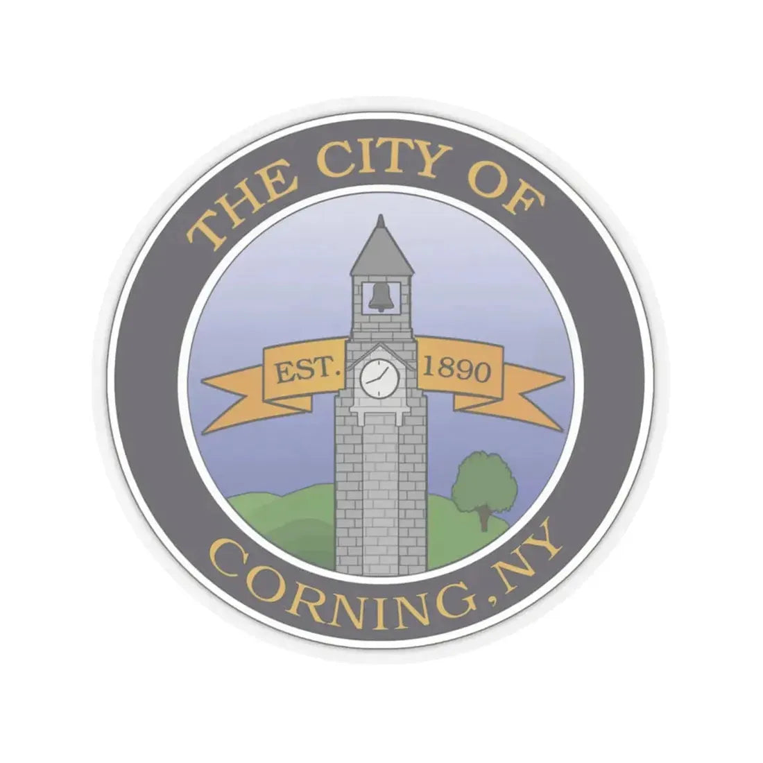 Seal of Corning NY - STICKER Vinyl Kiss-Cut Decal 6 Inch Transparent - The Sticker Space