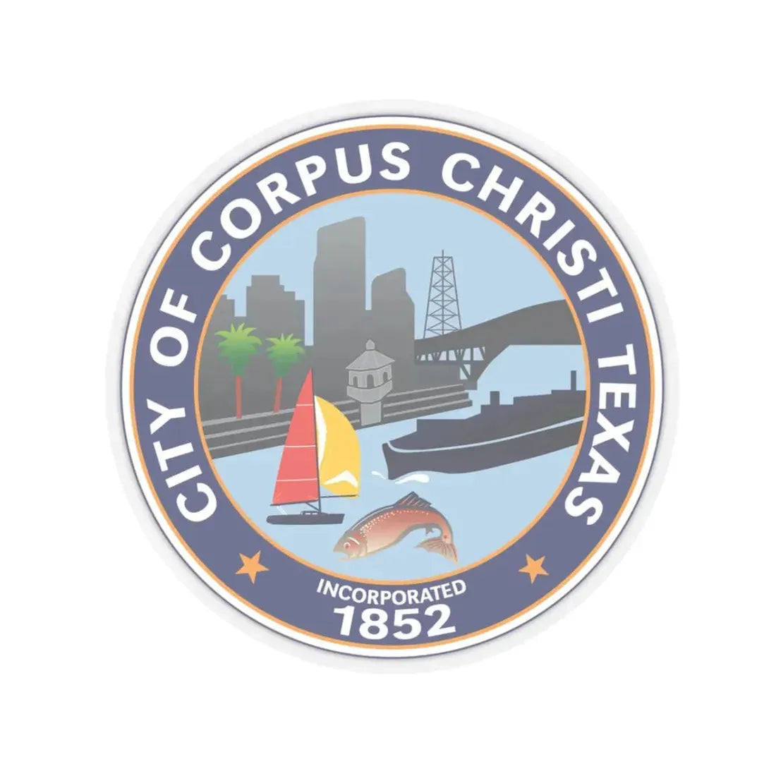 Seal of Corpus Christi Texas (United States) STICKER Vinyl Kiss-Cut Decal 3 Inch Transparent - The Sticker Space
