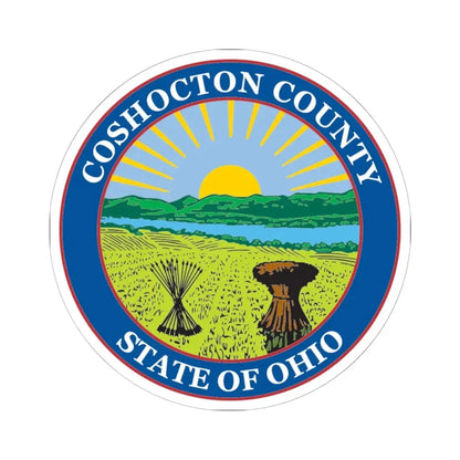 Seal of Coshocton County Ohio (United States) STICKER Vinyl Kiss-Cut Decal 6 Inch White - The Sticker Space