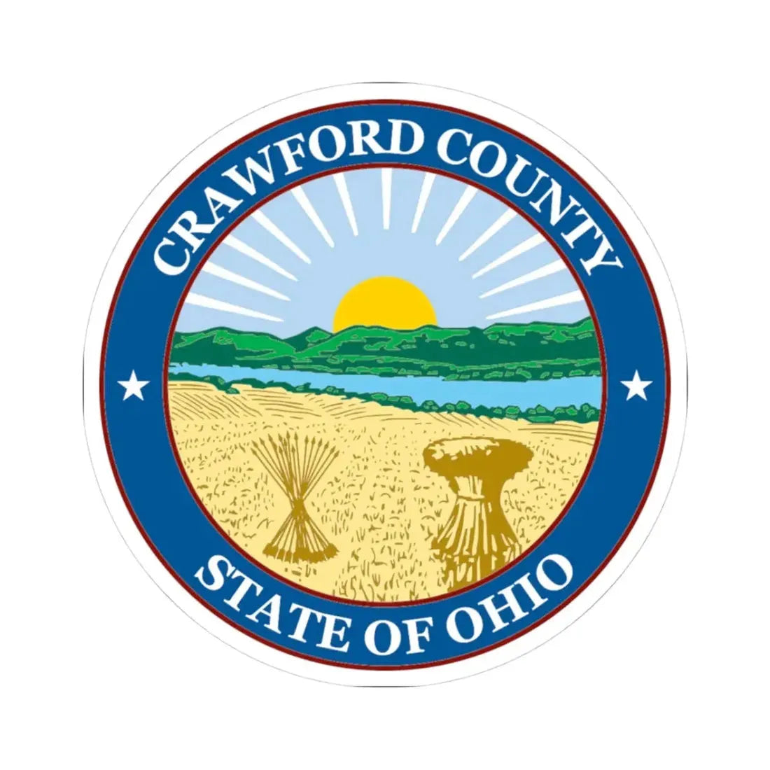 Seal of Crawford County Ohio (United States) STICKER Vinyl Kiss-Cut Decal 3 Inch White - The Sticker Space