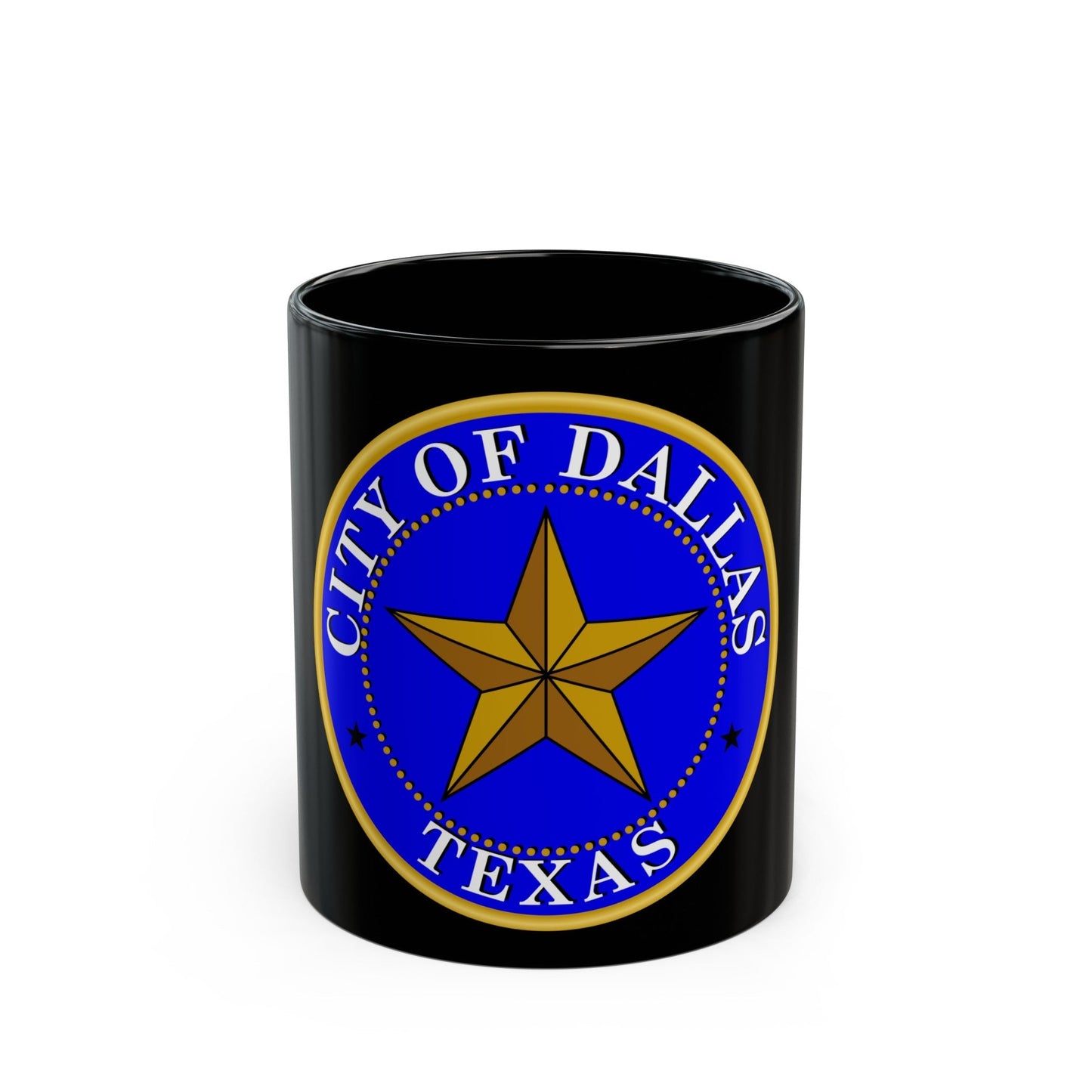 Seal of Dallas - Black Coffee Mug-11oz-The Sticker Space