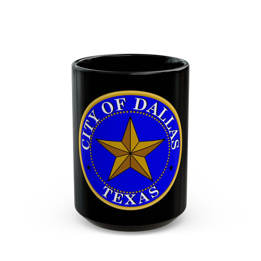 Seal of Dallas - Black Coffee Mug-15oz-The Sticker Space