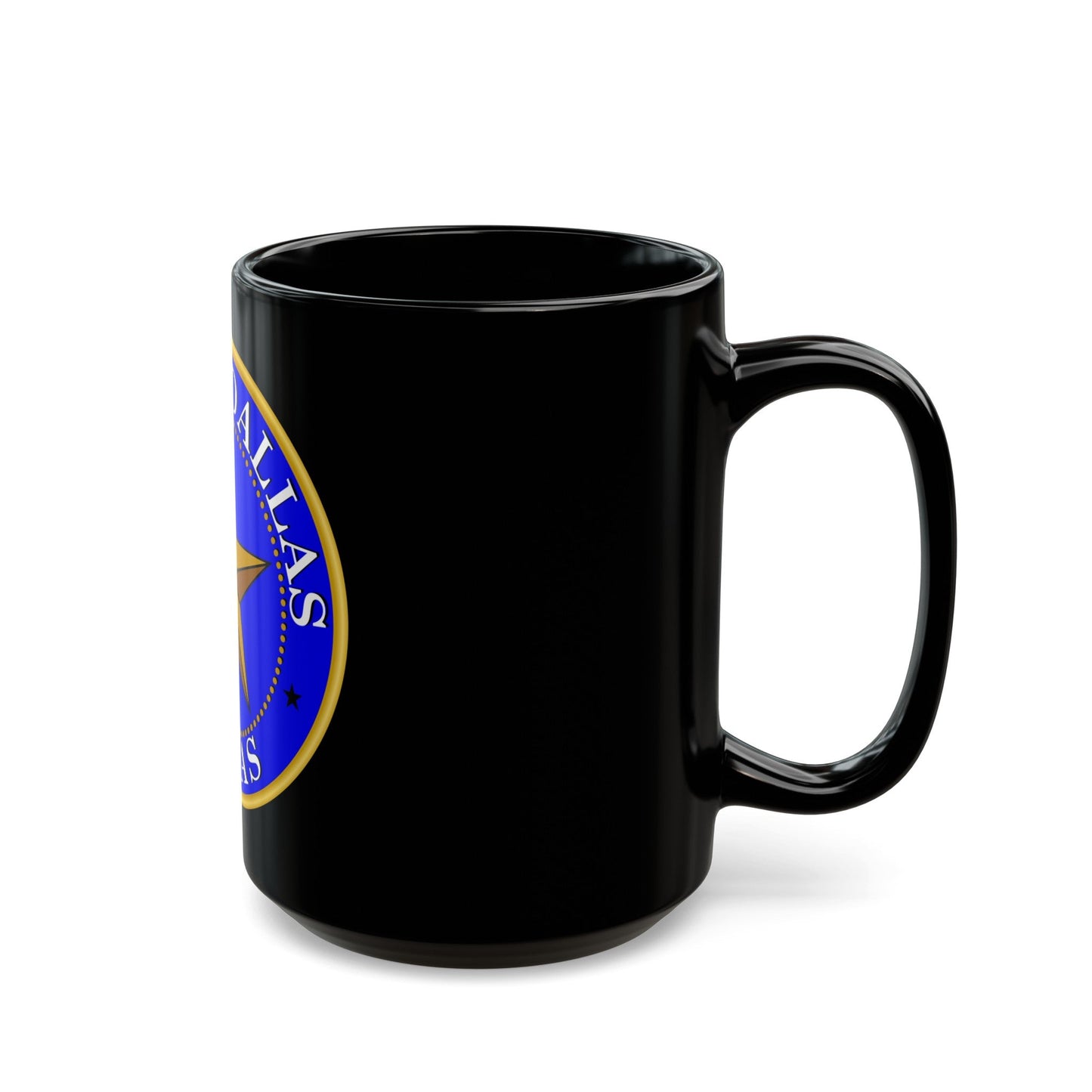 Seal of Dallas - Black Coffee Mug-The Sticker Space