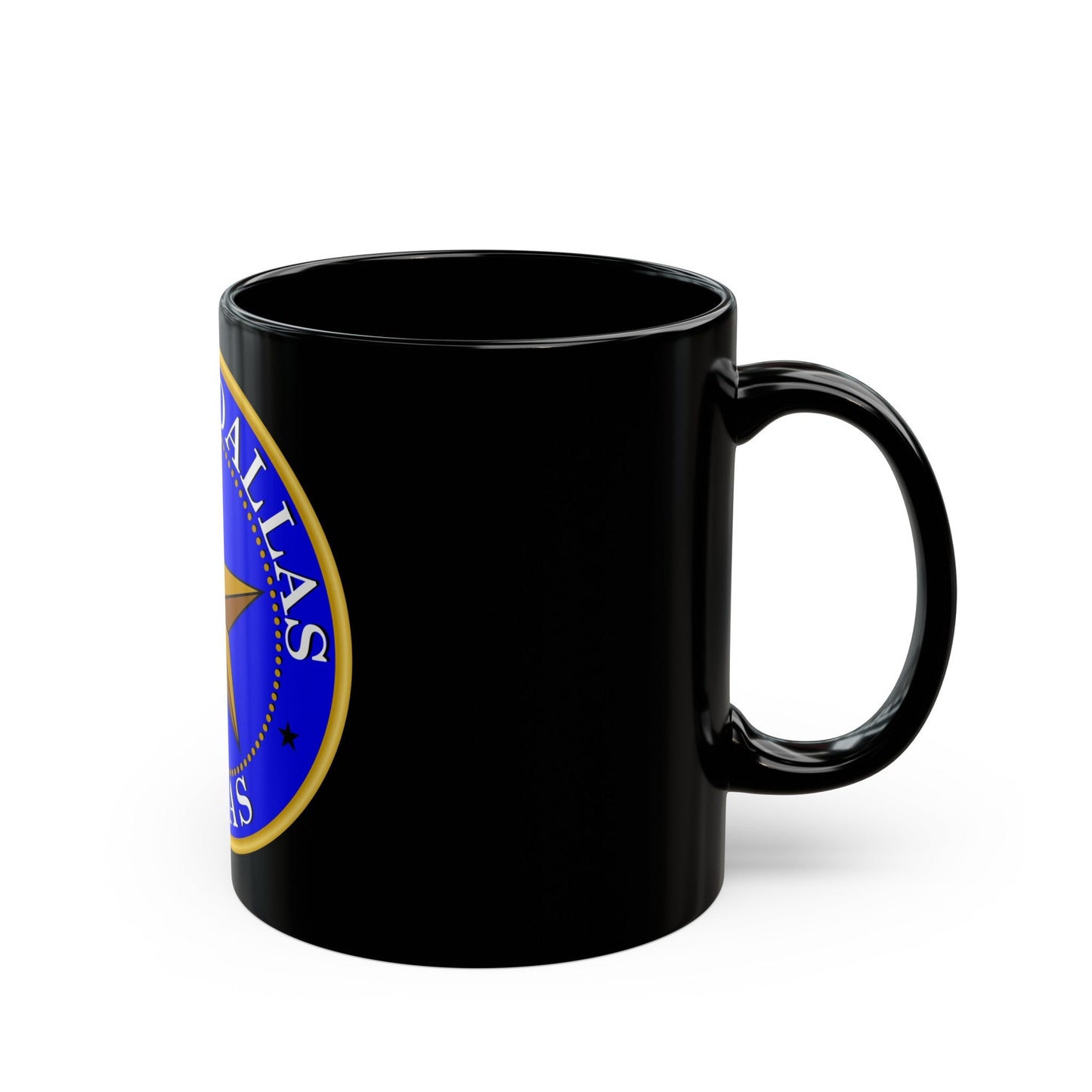 Seal of Dallas - Black Coffee Mug-The Sticker Space