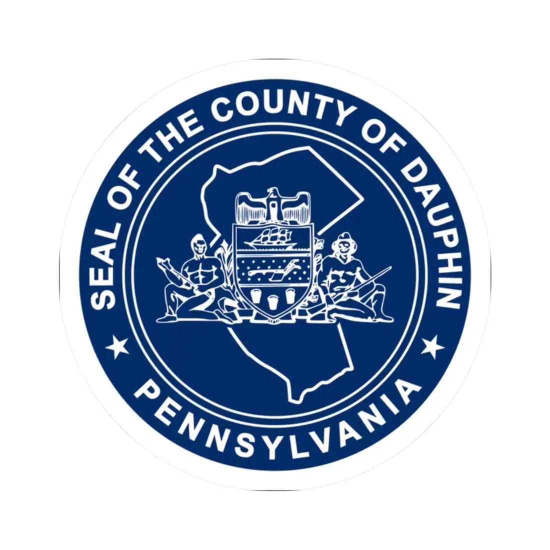 Seal of Dauphin County Pennsylvania (United States) STICKER Vinyl Kiss-Cut Decal 2 Inch White - The Sticker Space