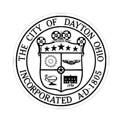 Seal of Dayton Ohio (United States) STICKER Vinyl Kiss-Cut Decal 6 Inch White - The Sticker Space