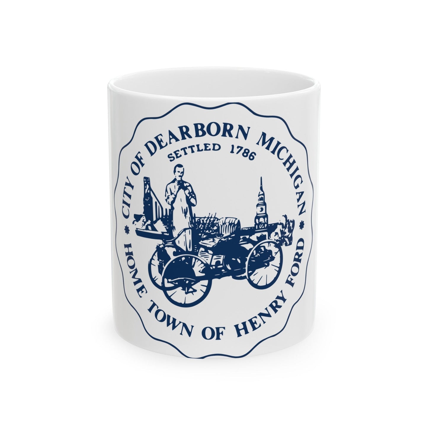 Seal of Dearborn Michigan - White Coffee Mug-11oz-The Sticker Space