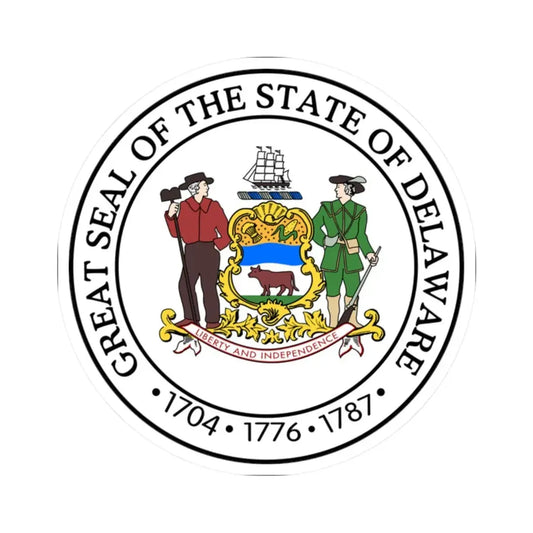 Seal of Delaware (United States) STICKER Vinyl Kiss-Cut Decal 2 Inch White - The Sticker Space