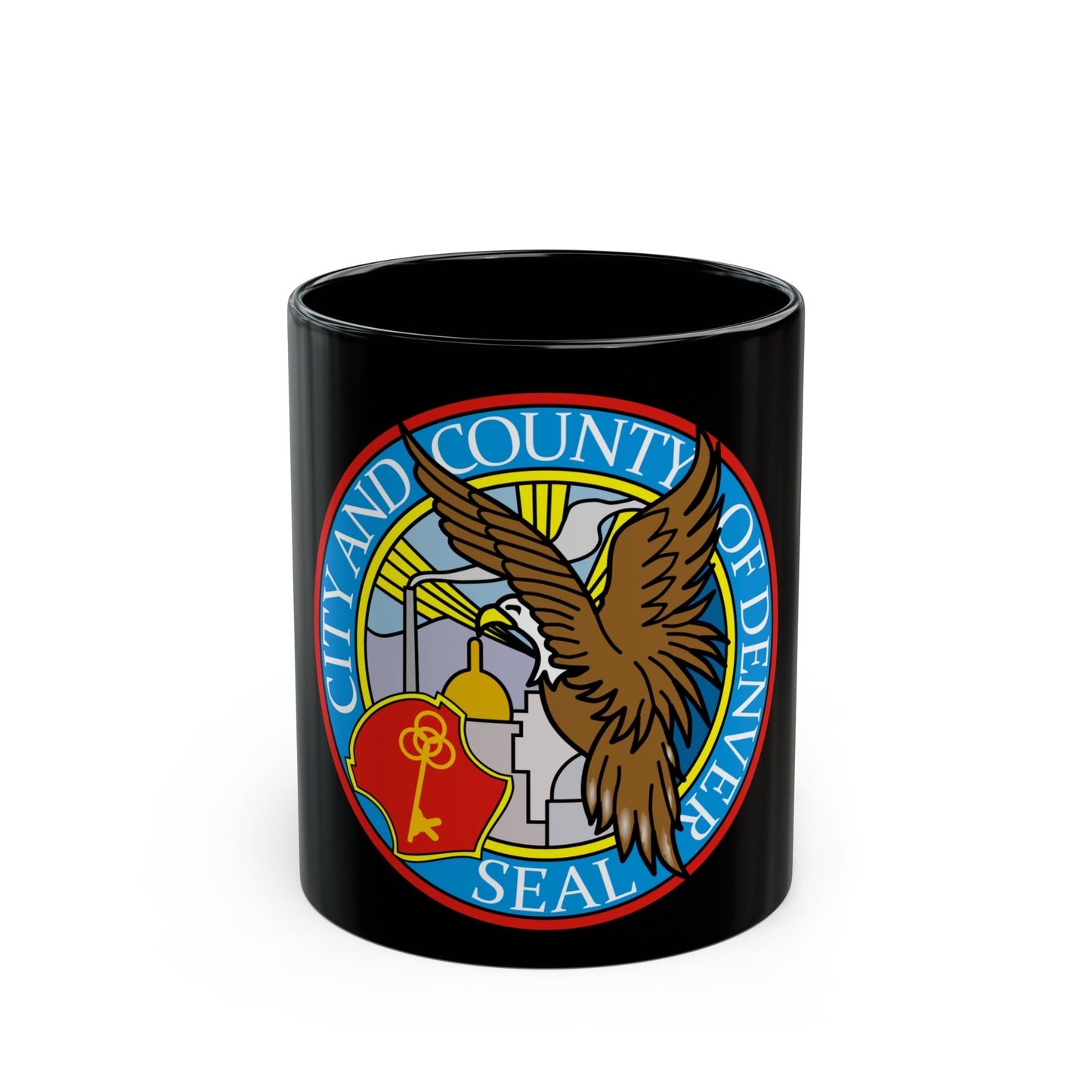 Seal of Denver - Black Coffee Mug-11oz-The Sticker Space