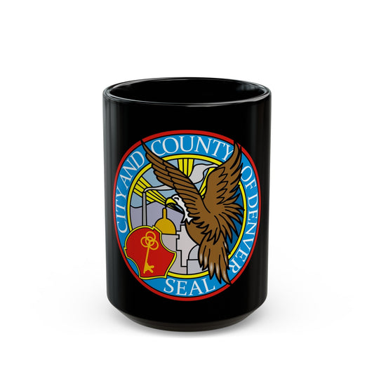 Seal of Denver - Black Coffee Mug-15oz-The Sticker Space