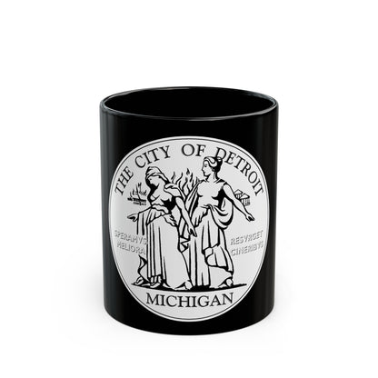 Seal of Detroit - Black Coffee Mug-11oz-The Sticker Space