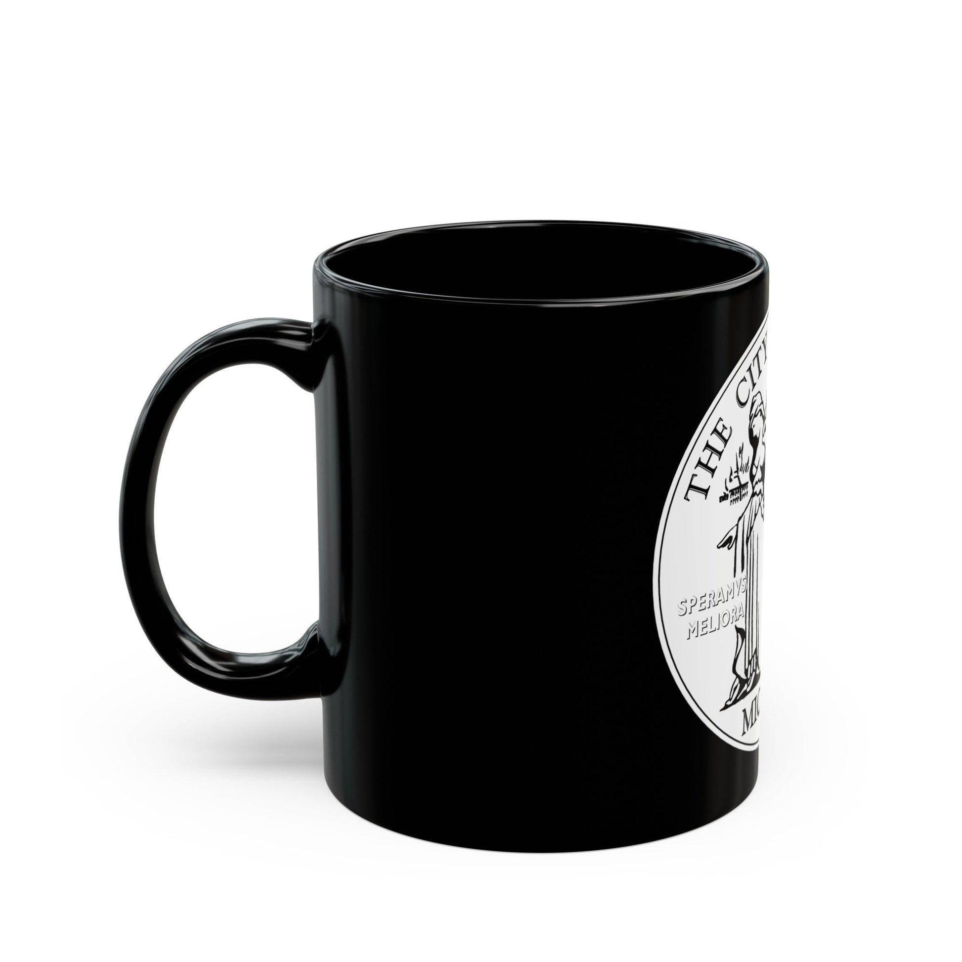 Seal of Detroit - Black Coffee Mug-The Sticker Space