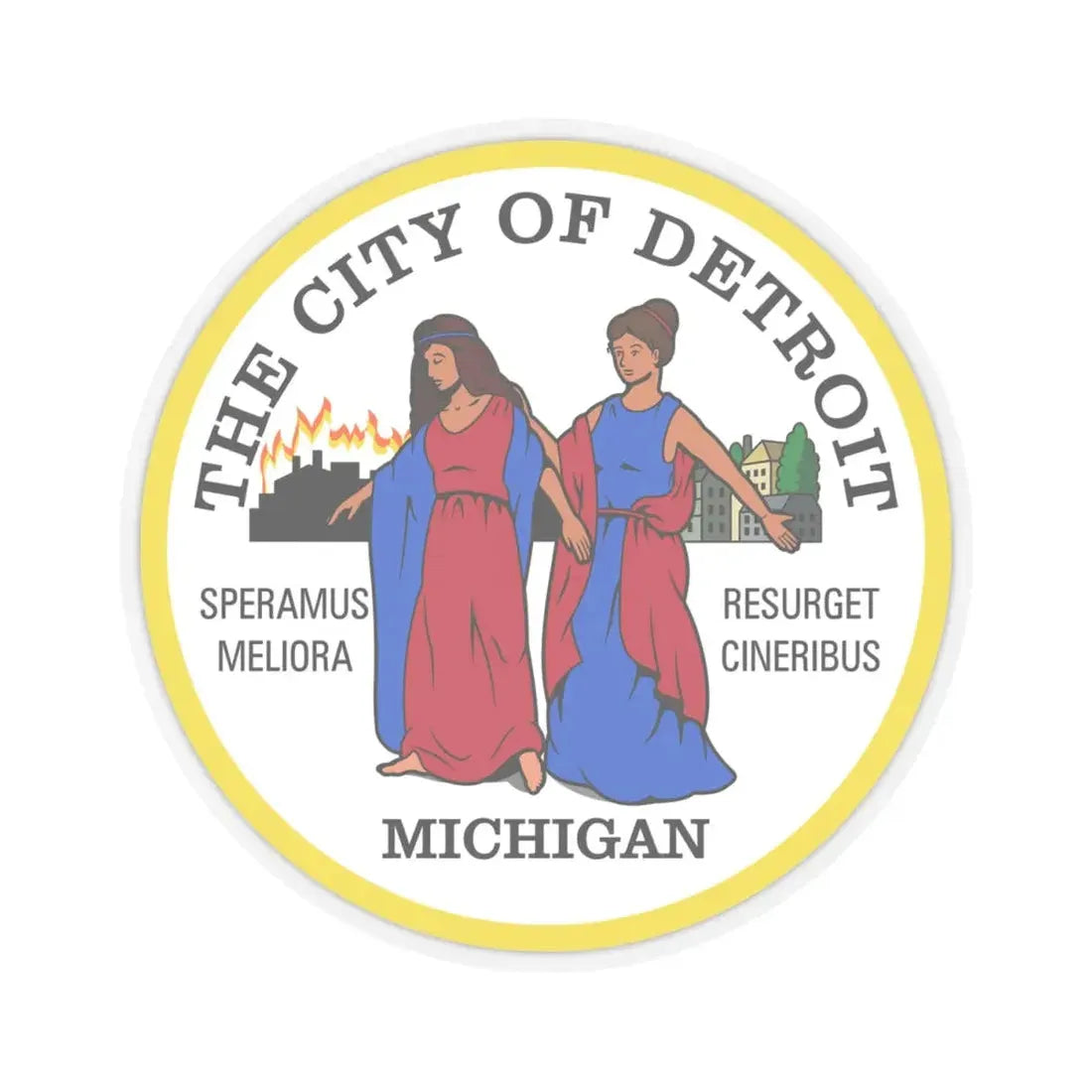Seal of Detroit (United States) STICKER Vinyl Kiss-Cut Decal 4 Inch Transparent - The Sticker Space