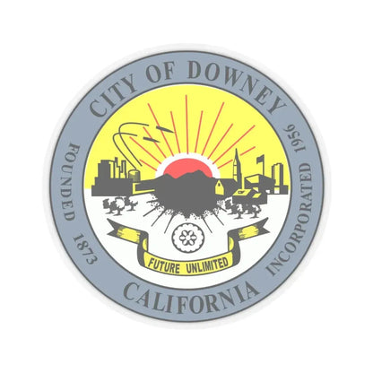 Seal of Downey California - STICKER Vinyl Kiss-Cut Decal 6 Inch Transparent - The Sticker Space