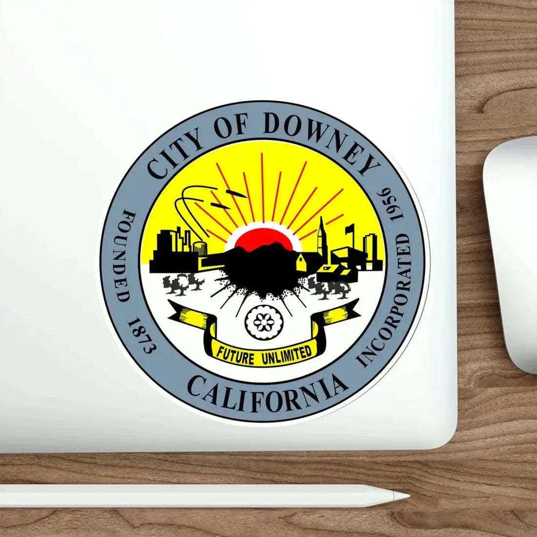 Seal of Downey California USA STICKER Vinyl Die-Cut Decal - The Sticker Space