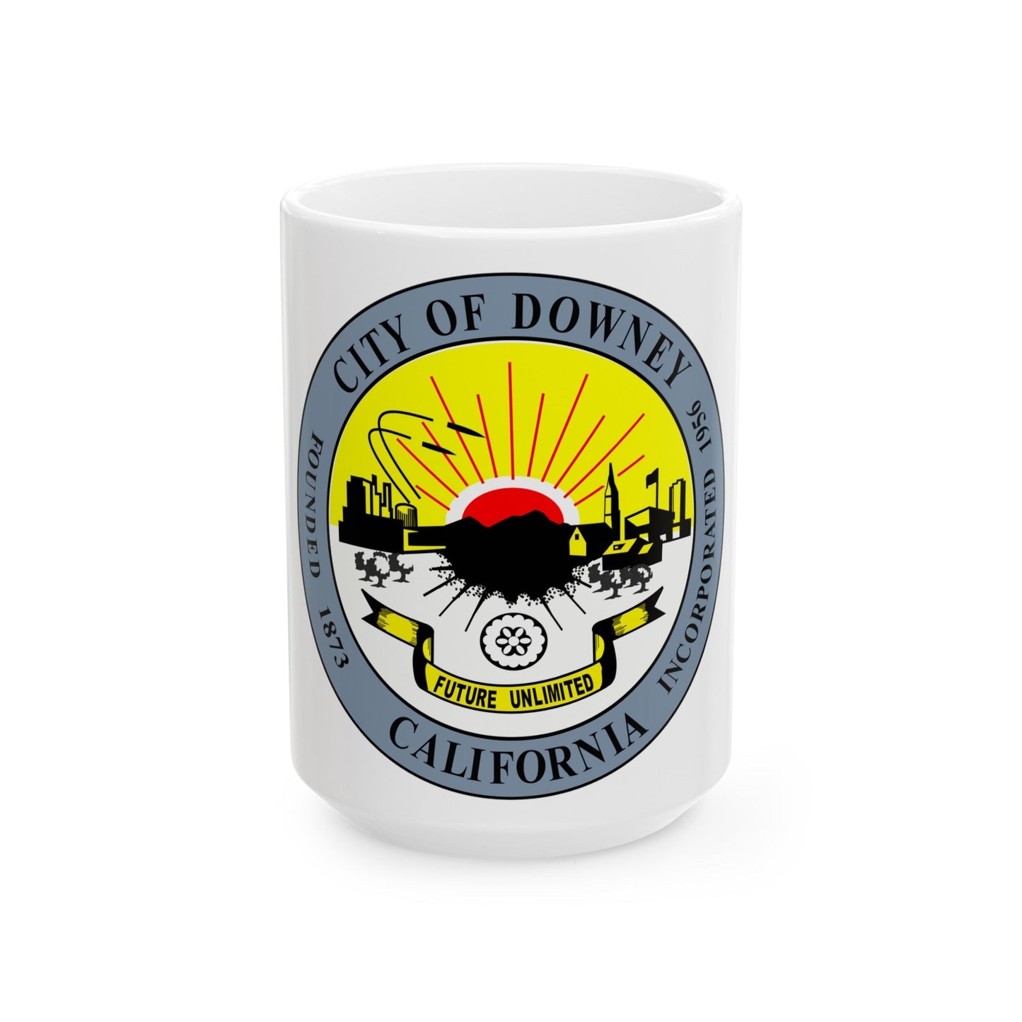 Seal of Downey California - White Coffee Mug-15oz-The Sticker Space