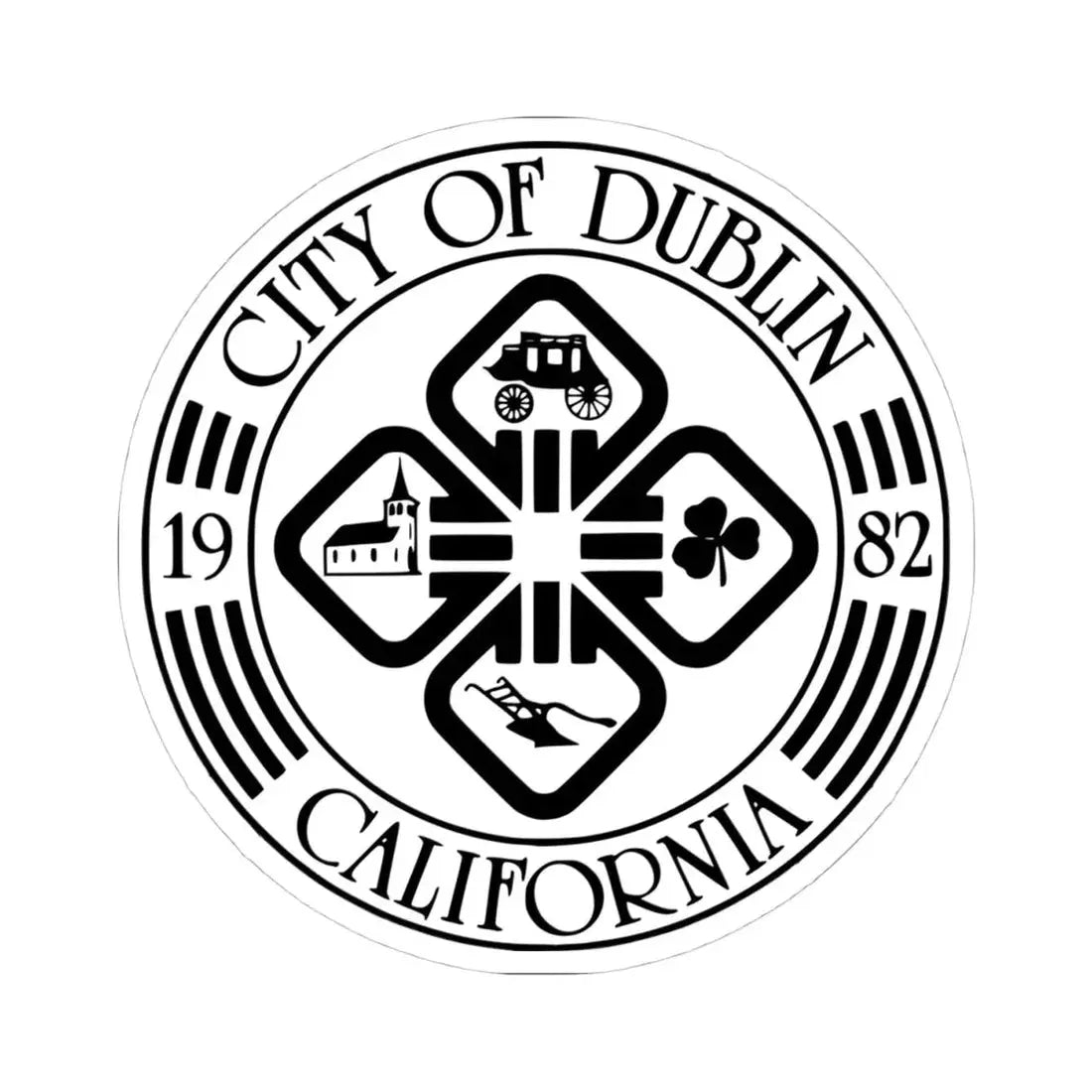 Seal of Dublin California (United States) STICKER Vinyl Kiss-Cut Decal 4 Inch White - The Sticker Space