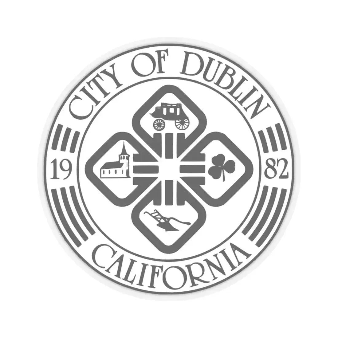 Seal of Dublin California (United States) STICKER Vinyl Kiss-Cut Decal 6 Inch Transparent - The Sticker Space