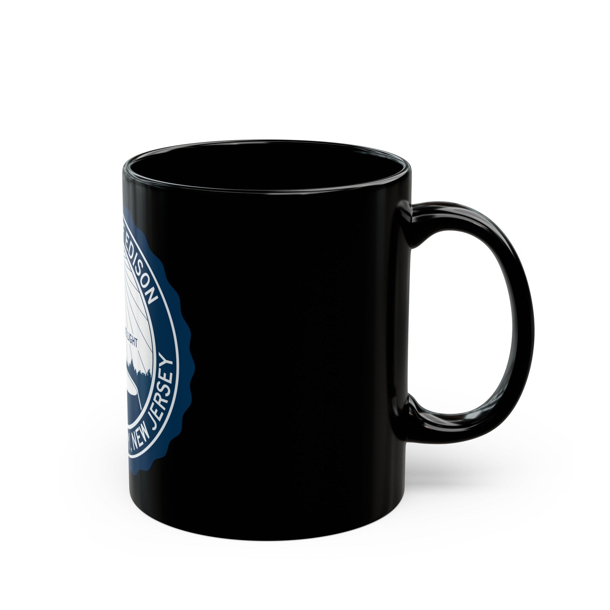 Seal of Edison NJ - Black Coffee Mug-The Sticker Space